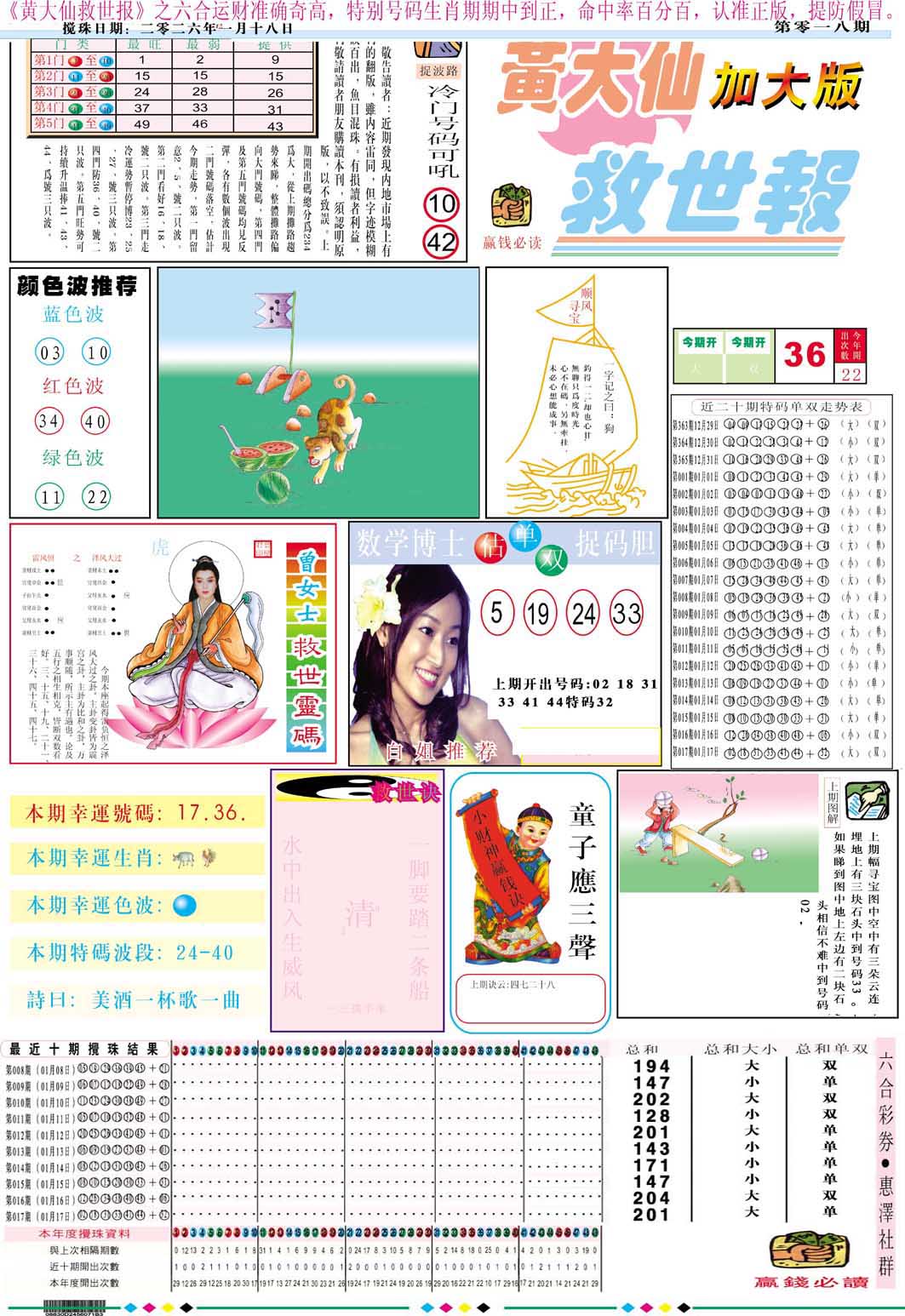 018期黄大仙救世A加大版[图]