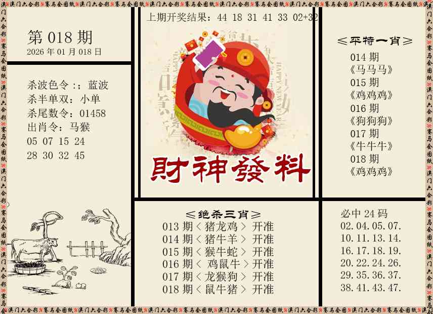 018期财神发料[图]