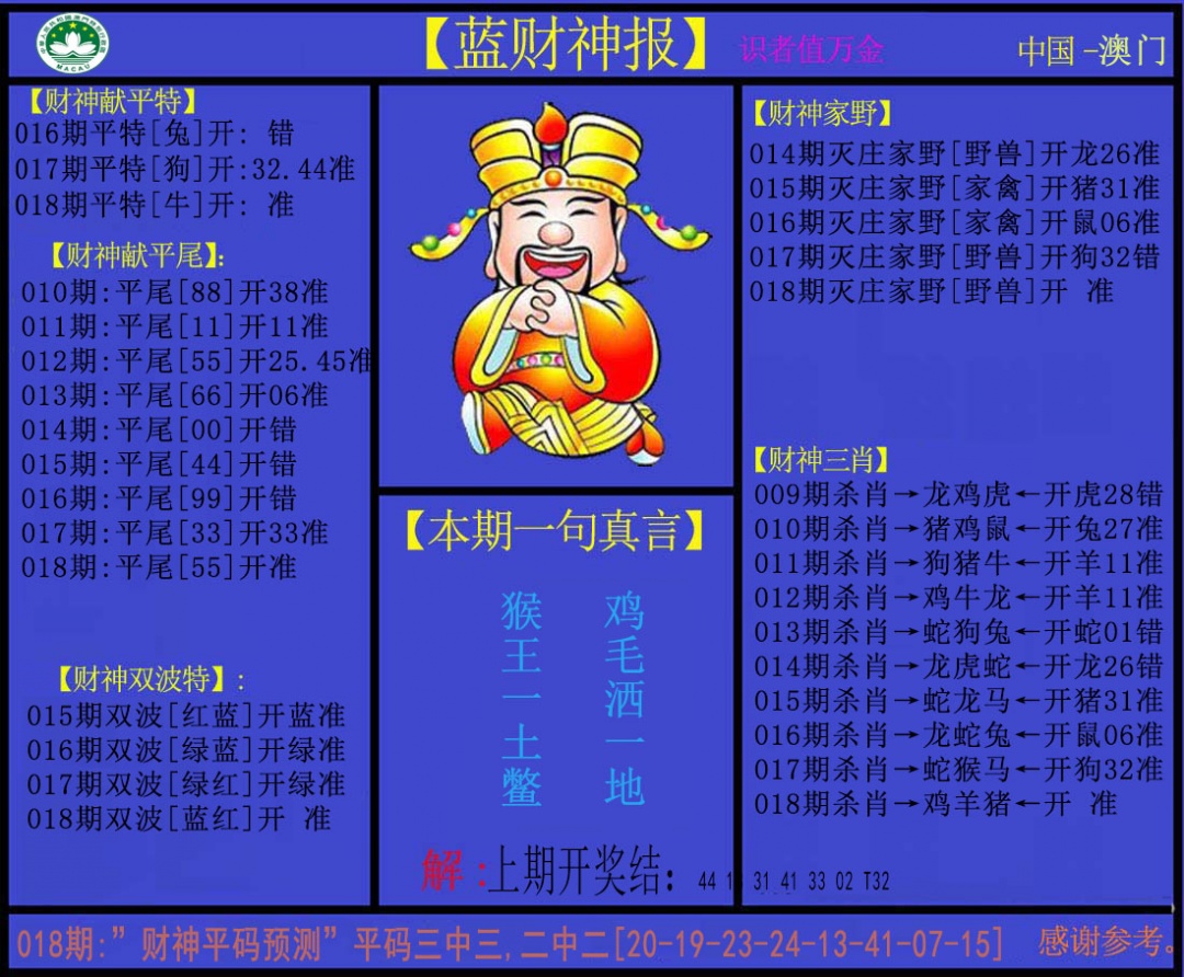 018期蓝财神[图]