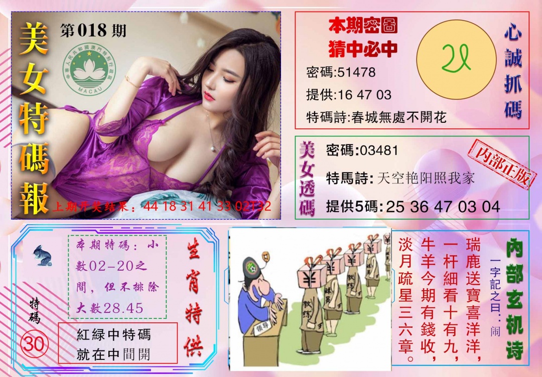 018期美女特码报[图]