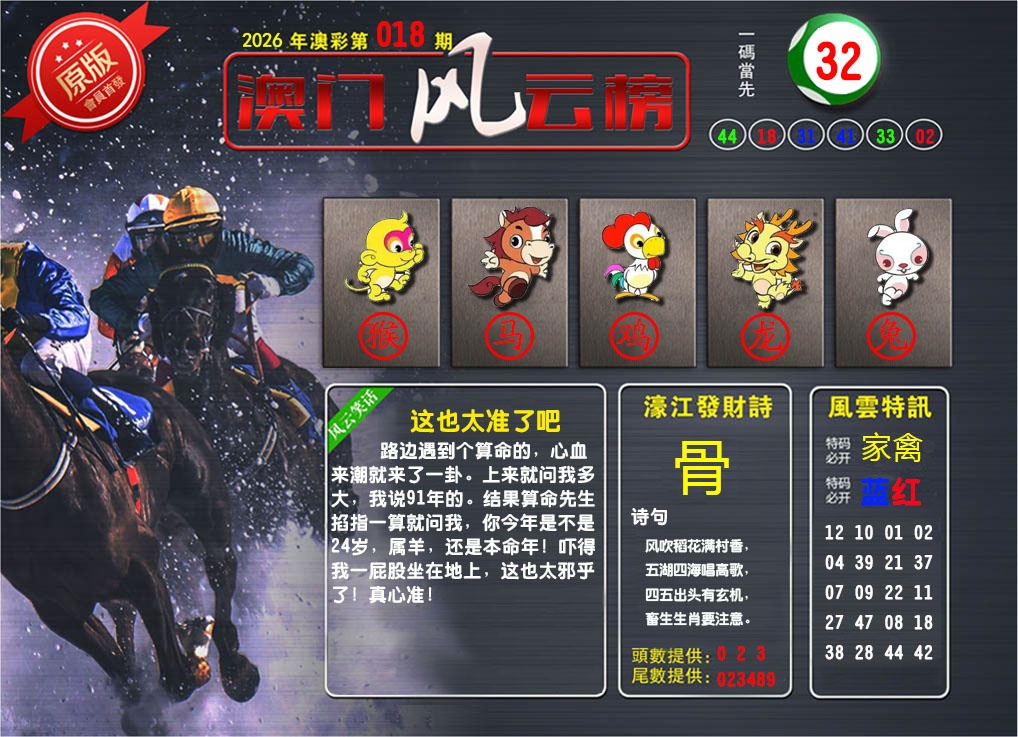 018期澳门风云榜[图]