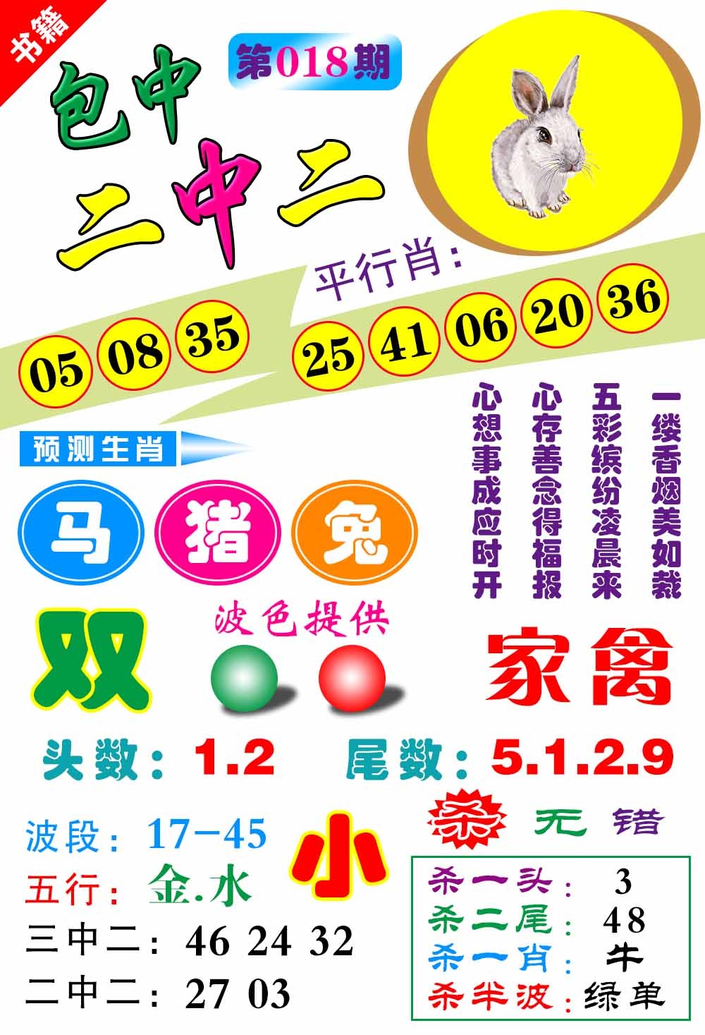 018期澳门预测生肖[图]
