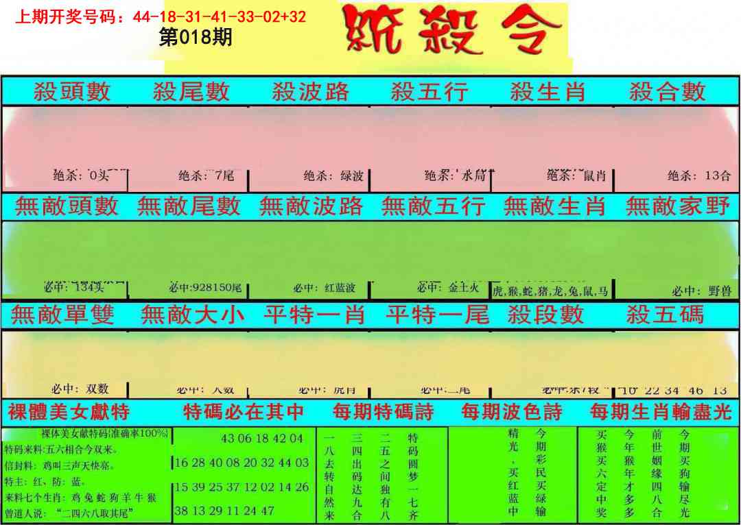 018期统杀令[图]