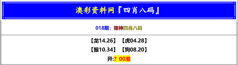 018期赌神四肖八码[图]